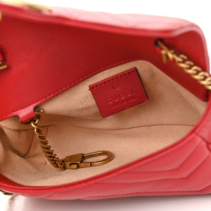 Gucci Calfskin Matelasse Super Mini GG Marmont Shoulder Bag Hibiscus Red 5 of 11