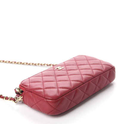 Chanel Lambskin Quilted Small Clutch With Chain Dark Pink 4 of 12