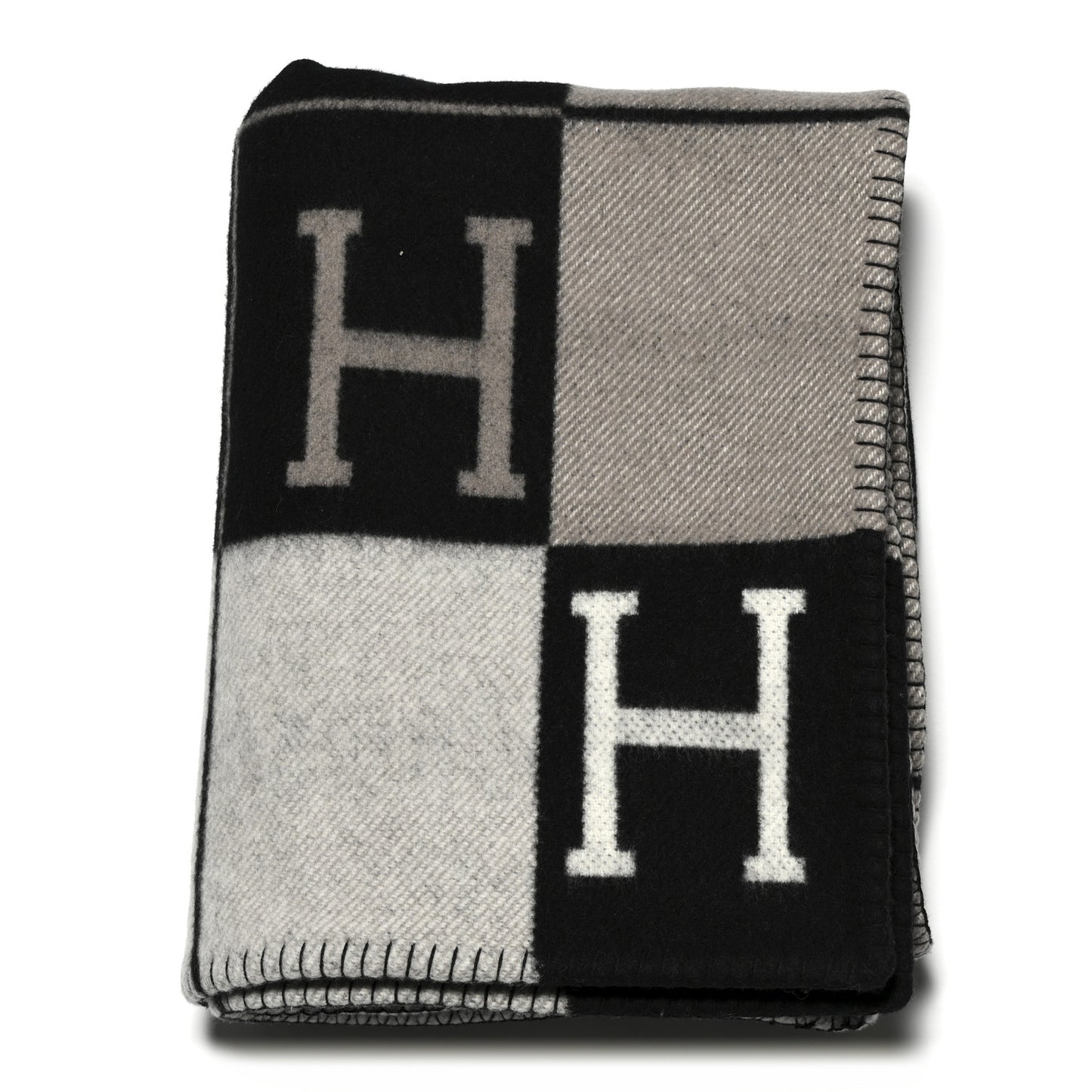 Wool Cashmere Avalon III Blanket Ecru Black