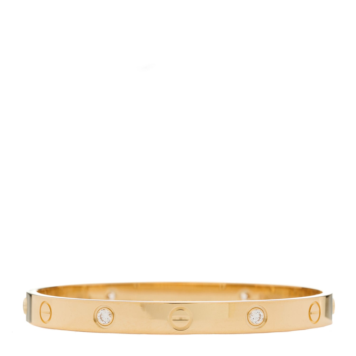 Cartier 18K Yellow Gold 4 Diamond LOVE Bracelet 17 2 of 8