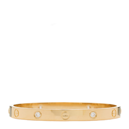 Cartier 18K Yellow Gold 4 Diamond LOVE Bracelet 17 2 of 8