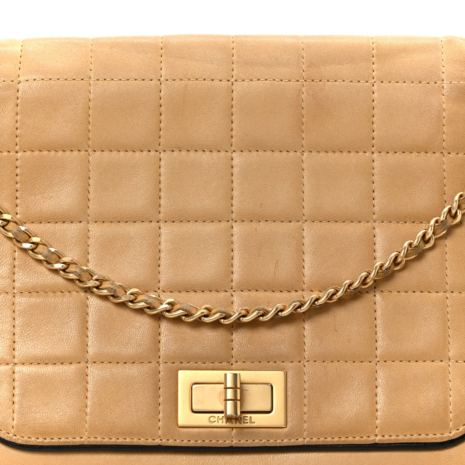 Chanel Lambskin Chocolate Bar Accordion Reissue Flap Beige 1867706
