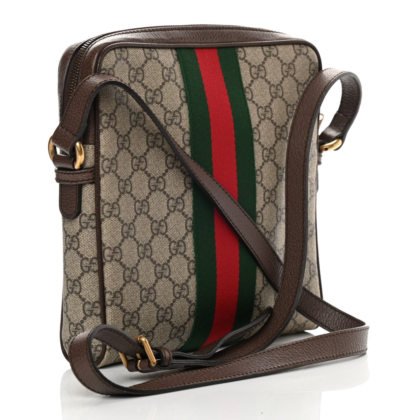 GG Supreme Monogram Web Small Ophidia Messenger Bag Brown