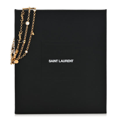 Saint Laurent Brass Crystal Monogram Multi Strand Bracelet S Gold 6 of 6