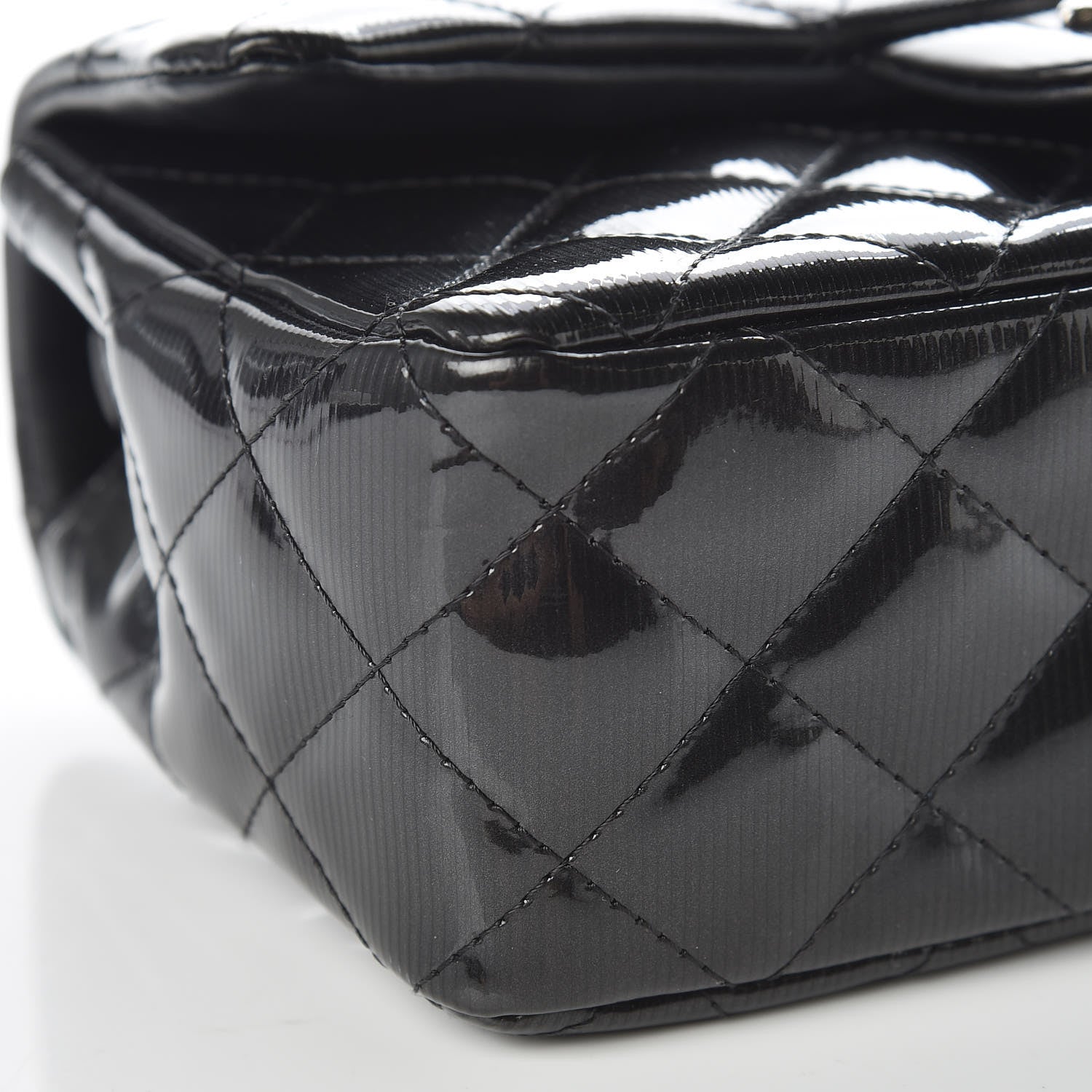 Chanel Striated Patent Quilted Mini Rectangular Flap Black 8 of 10