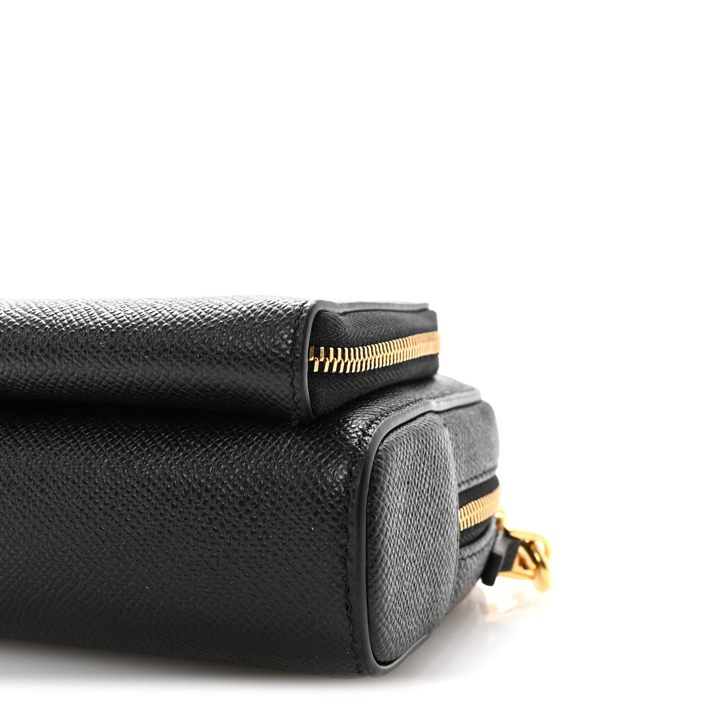 Grained Calfskin Caro Double Pouch Black