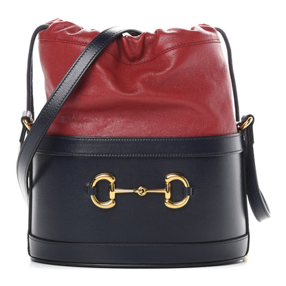 Gucci Azalea Sakai Be Green Calfskin Horsebit 1955 Drawstring Bucket Bag Blue New Cherry Red 1 of 10