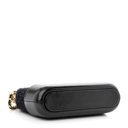 Chanel Tweed Calfskin Small Gabrielle Clutch With Chain Black Blue 4 of 17