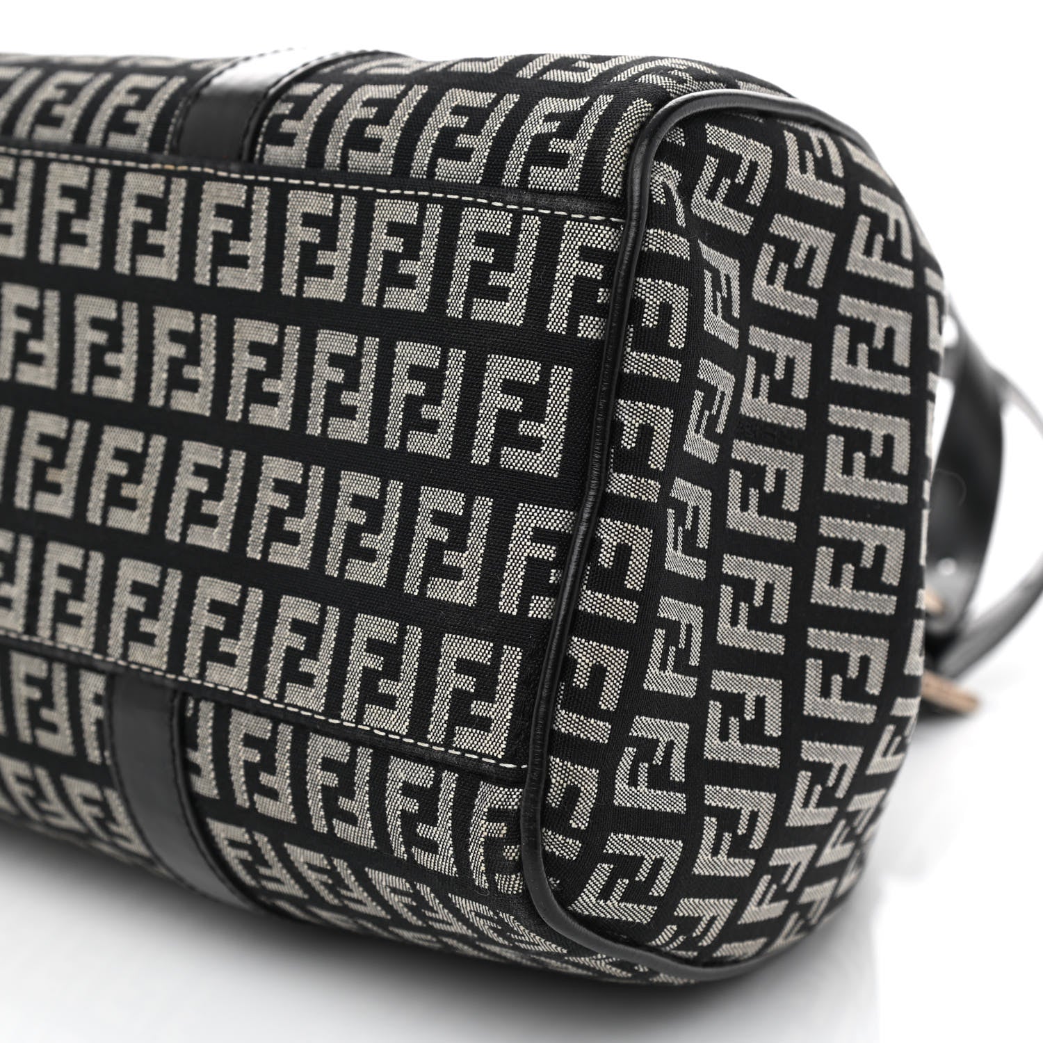 Fendi Zucchino Shoulder Bag Black White 8 of 13