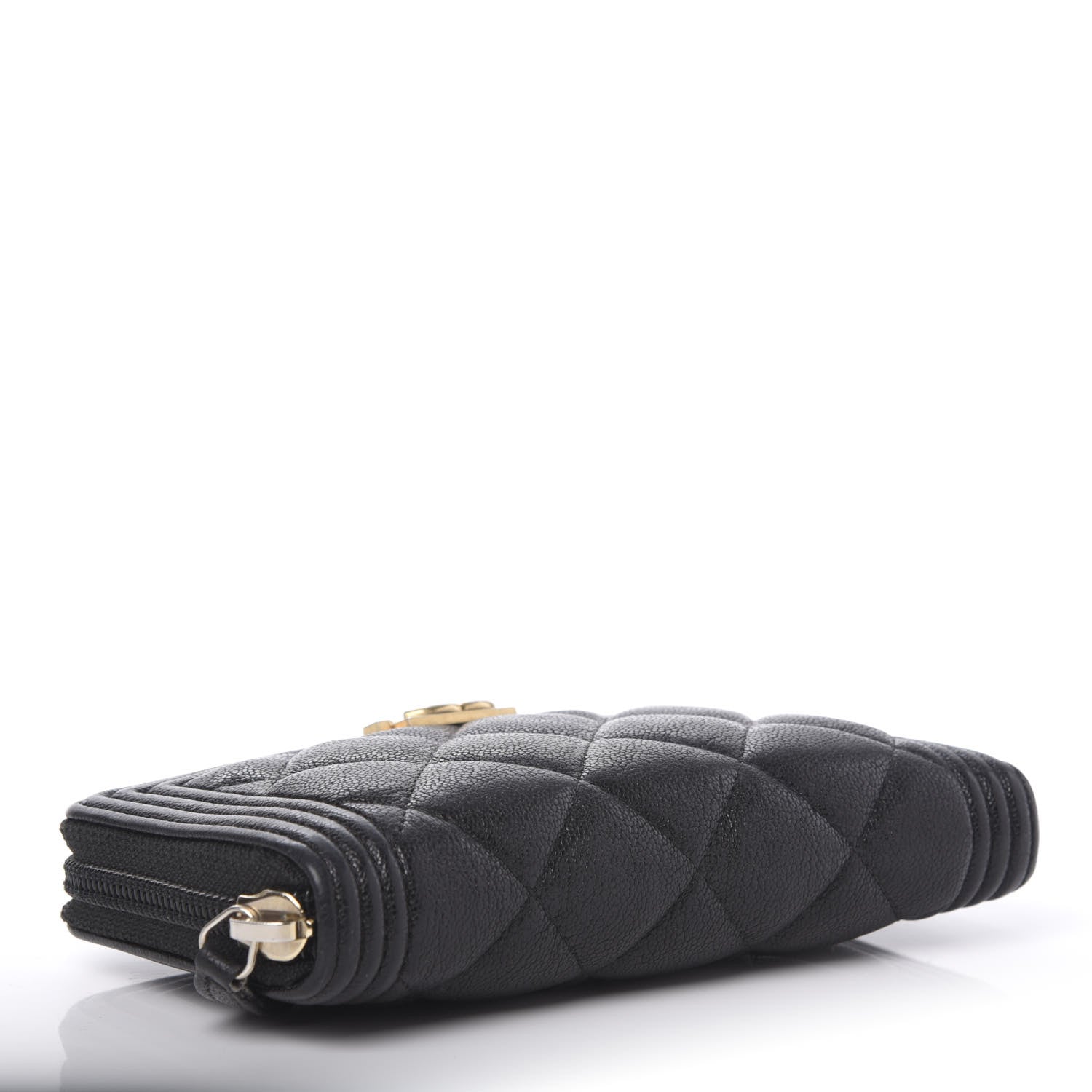 Chanel Caviar Quilted Small Boy Zip Around Wallet Black 4 of 11