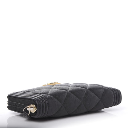Chanel Caviar Quilted Small Boy Zip Around Wallet Black 4 of 11