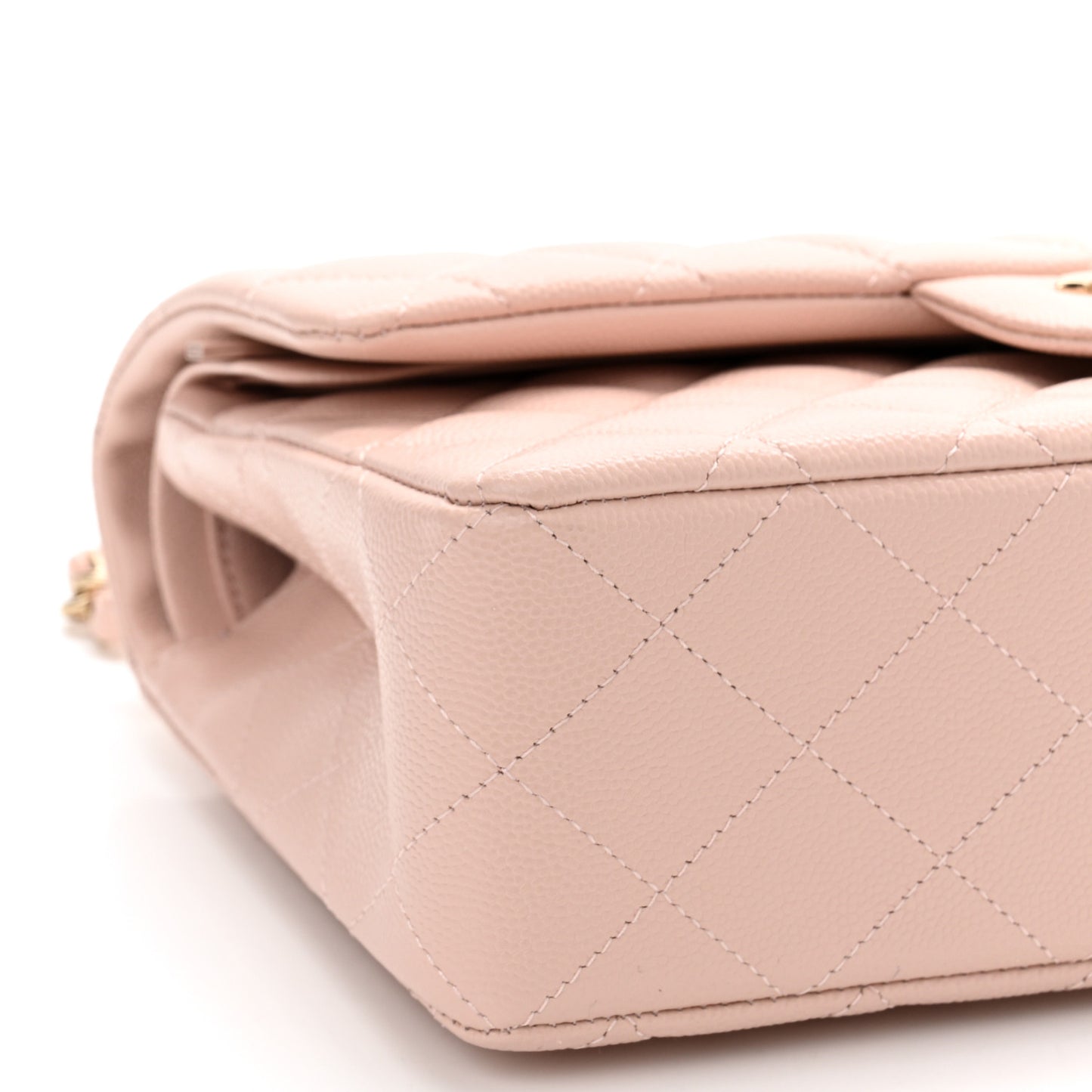 Caviar Quilted Small Double Flap Light Pink