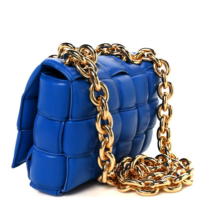 Bottega Veneta Lambskin Maxi Intreccio Padded Chain Cassette Crossbody Bag Cobalt 3 of 12