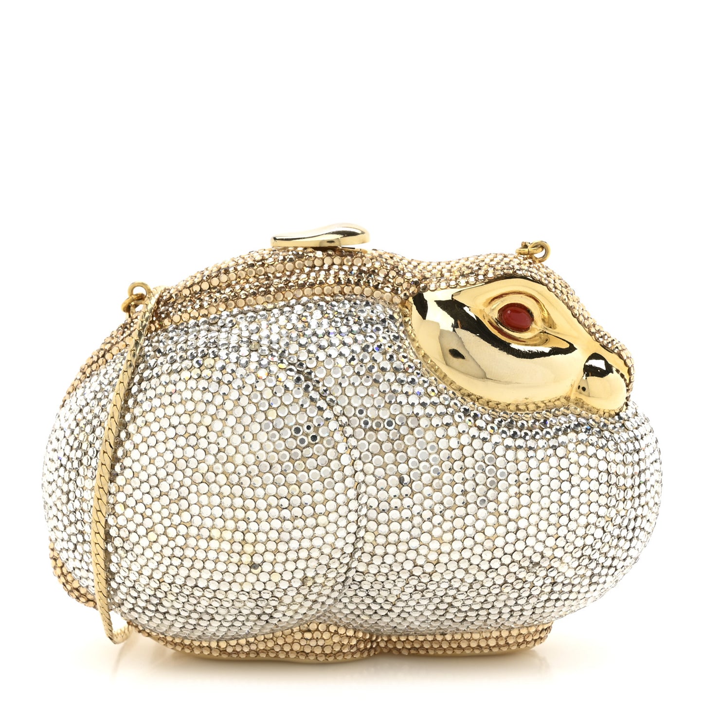 Crystal Rabbit Minaudiere Case Gold Silver