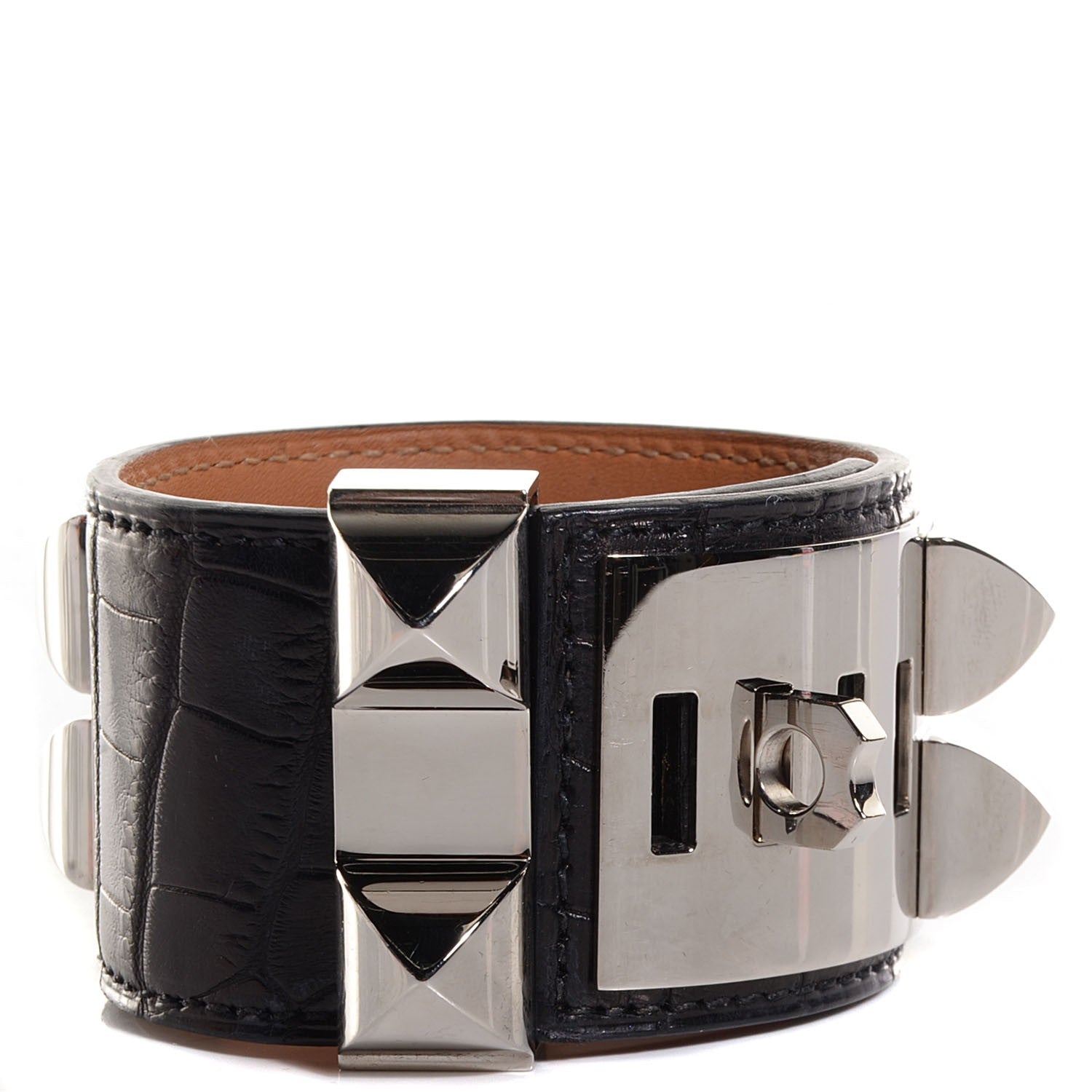 Hermes Matte Alligator Collier de Chien CDC Bracelet Black Small 3 of 7