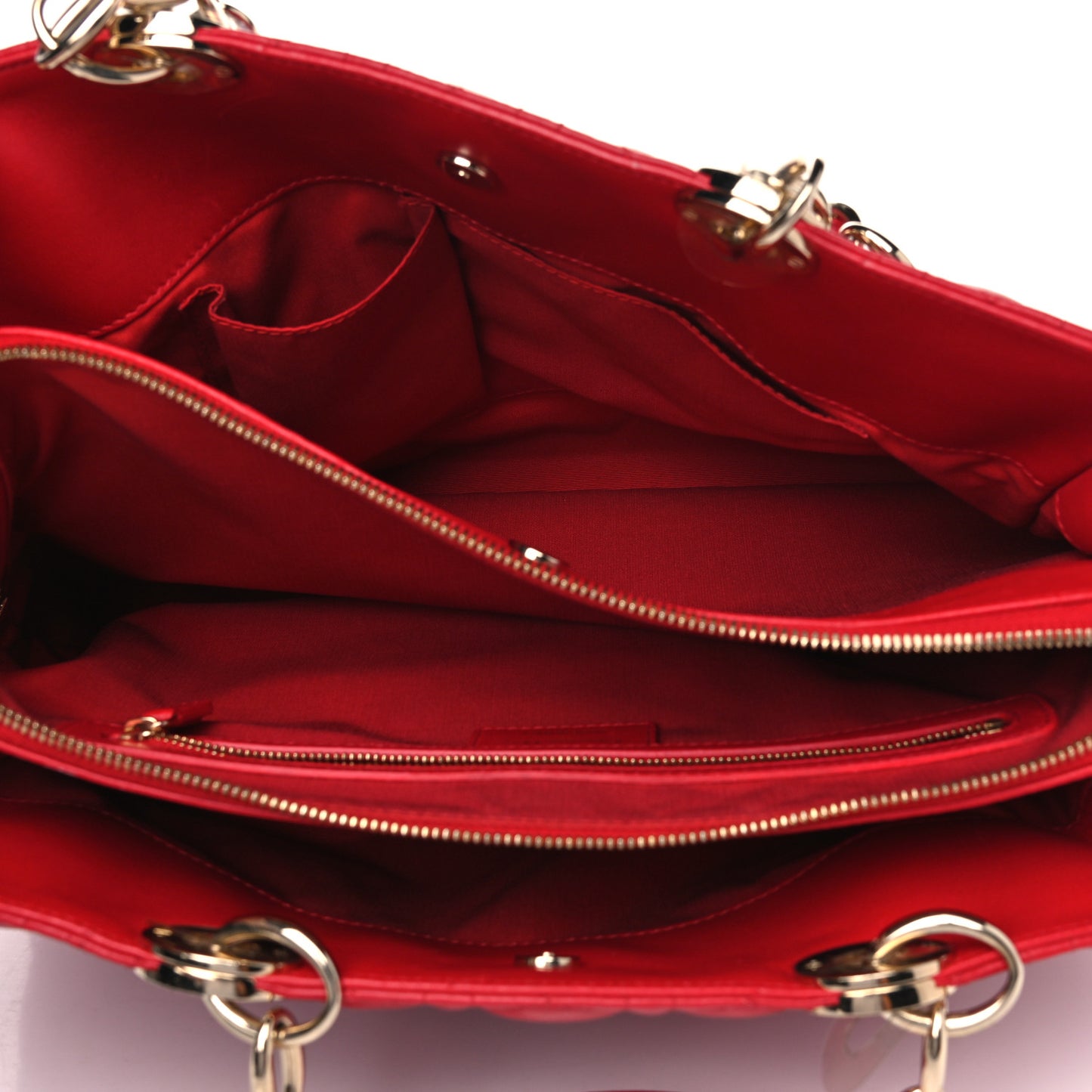 Lambskin Cannage Large Dior Soft Shopping Tote Red