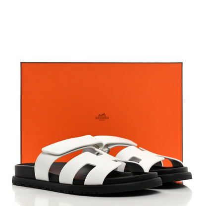 Hermes Calfskin Womens Chypre Sandals 37.5 White 9 of 9