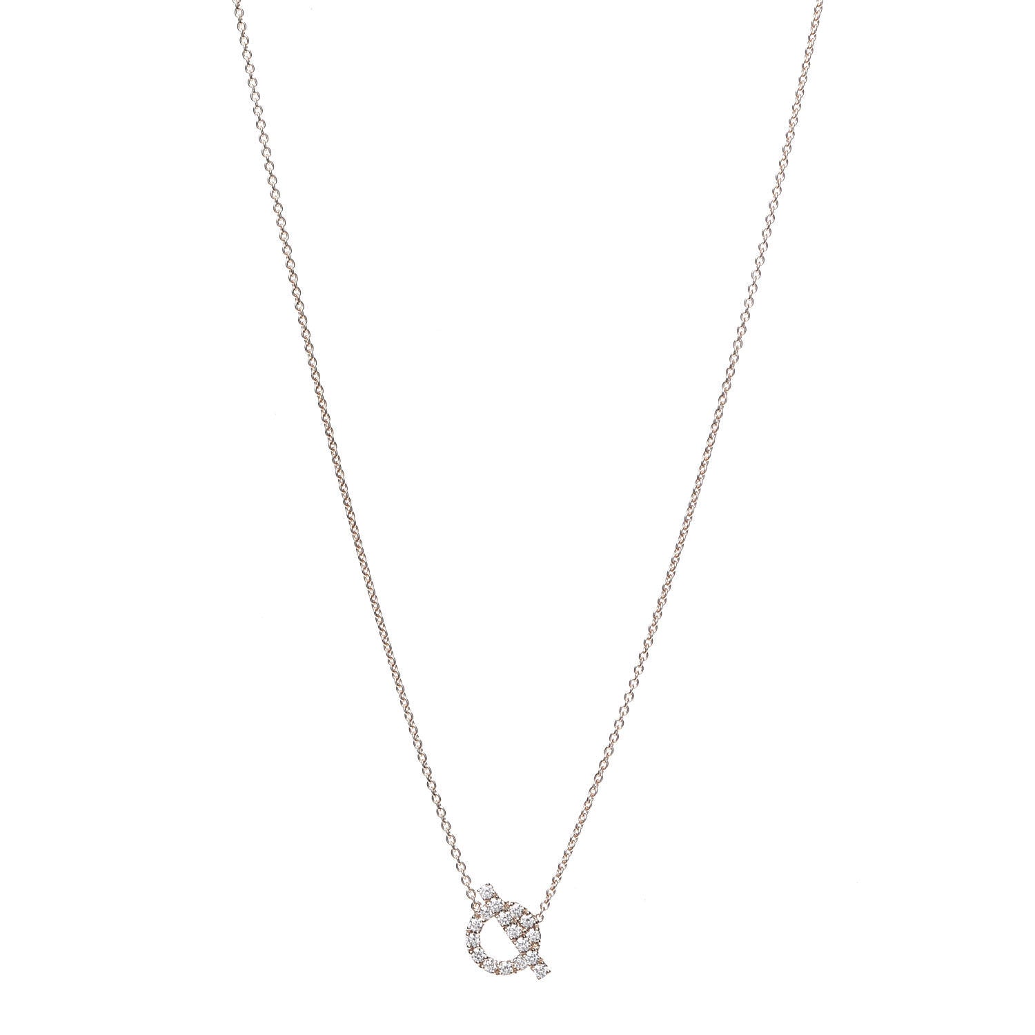 Hermes 18K Rose Gold Diamond Finesse Pendant Necklace 1 of 6