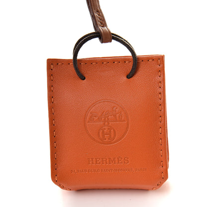 Hermes Milo Lambskin Swift Shopping Bag Charm Feu Gold 3 of 4