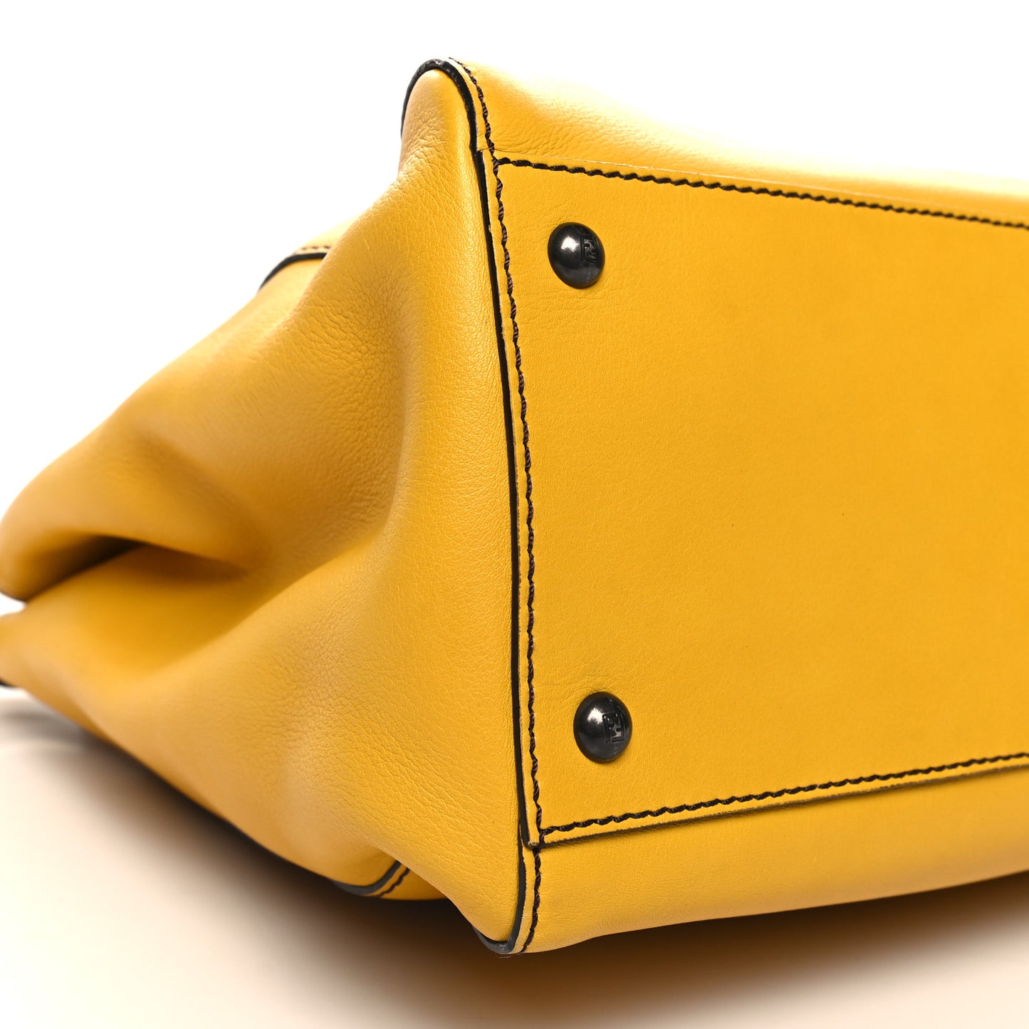 Vitello Zucca Large Peekaboo Iconic Satchel Yellow Tobacco