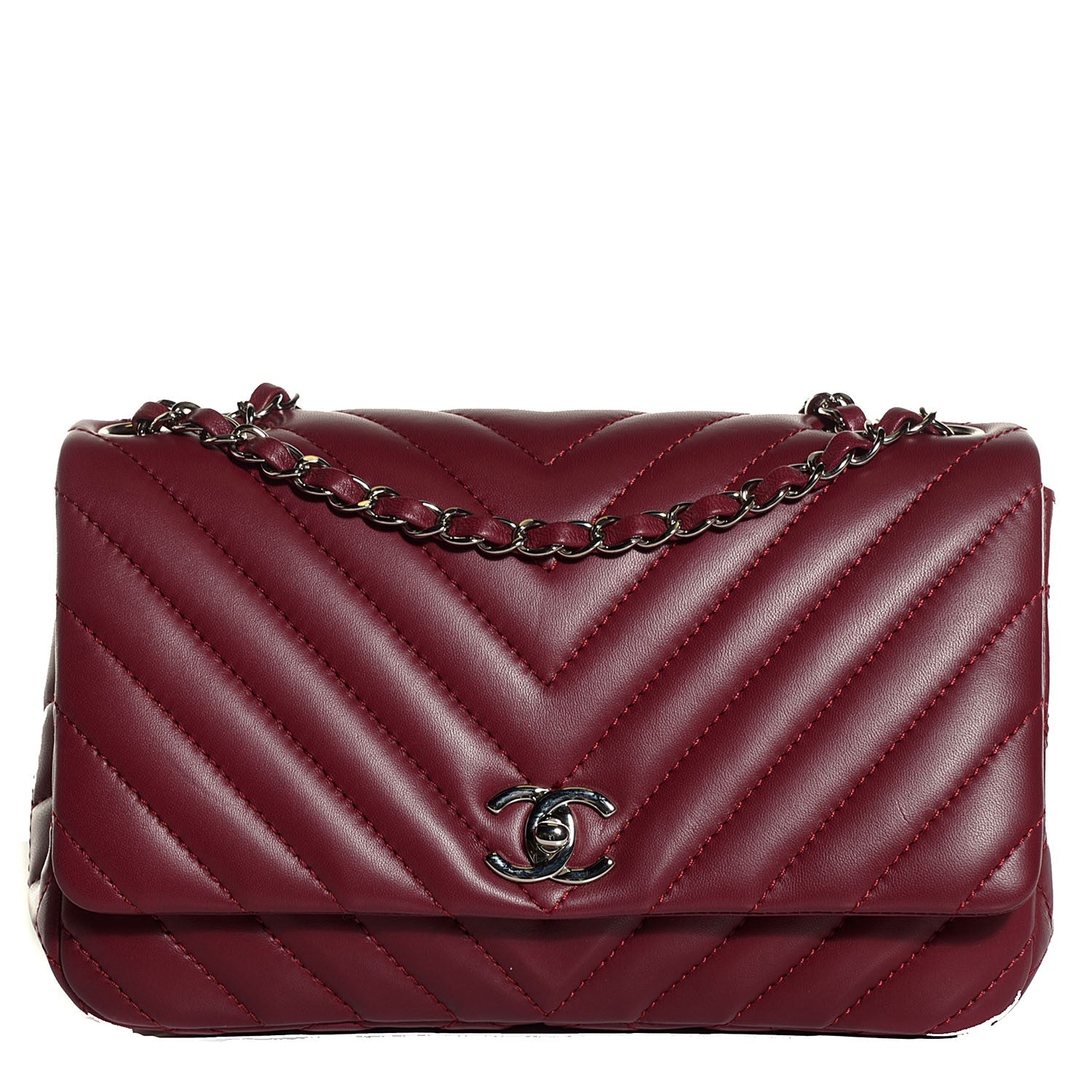 Chanel Lambskin Chevron Medium Single Flap Red 1 of 8