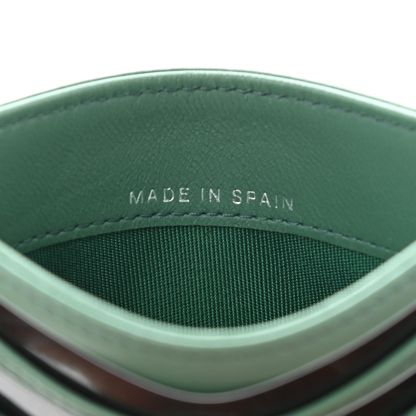 Lambskin Quilted Card Holder Green
