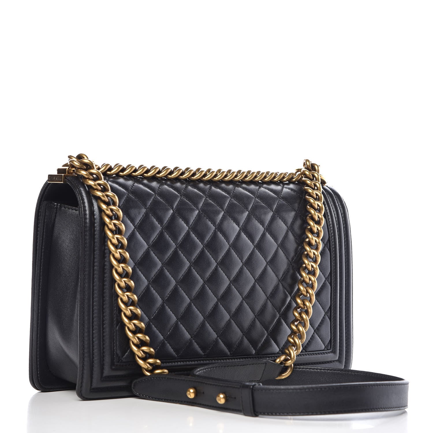 Chanel Metallic Lambskin Quilted New Medium Boy Flap Black 3 of 11