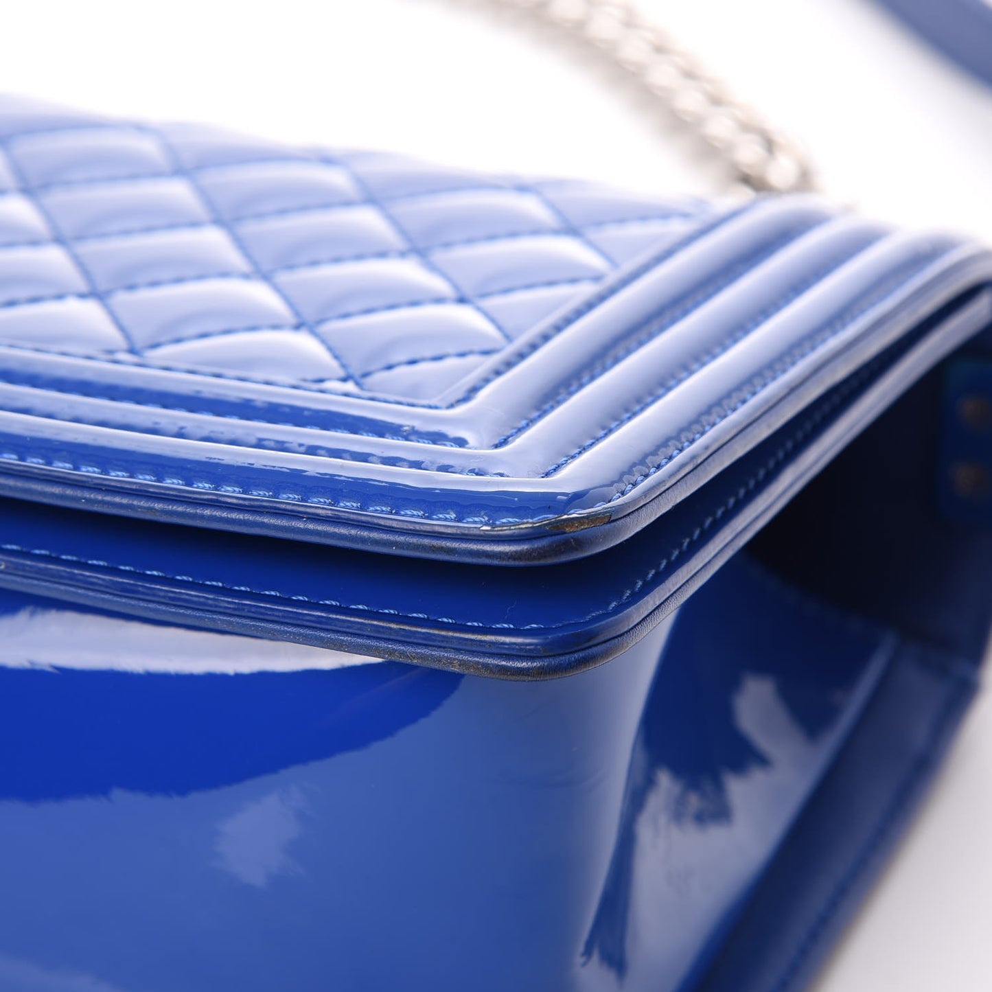 Patent Calfskin Medium Plexiglass Boy Flap Blue