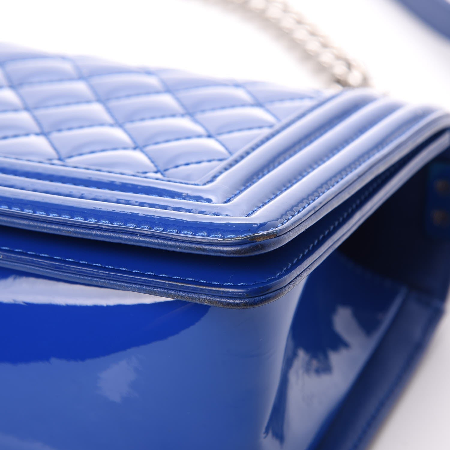 Chanel Patent Calfskin Medium Plexiglass Boy Flap Blue 9 of 11