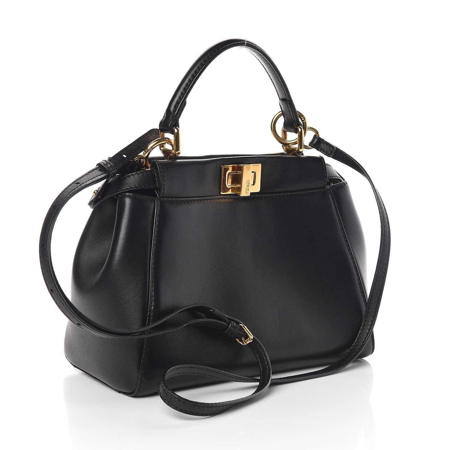 Fendi Nappa Mini Peekaboo Iconic Satchel Black 3 of 12