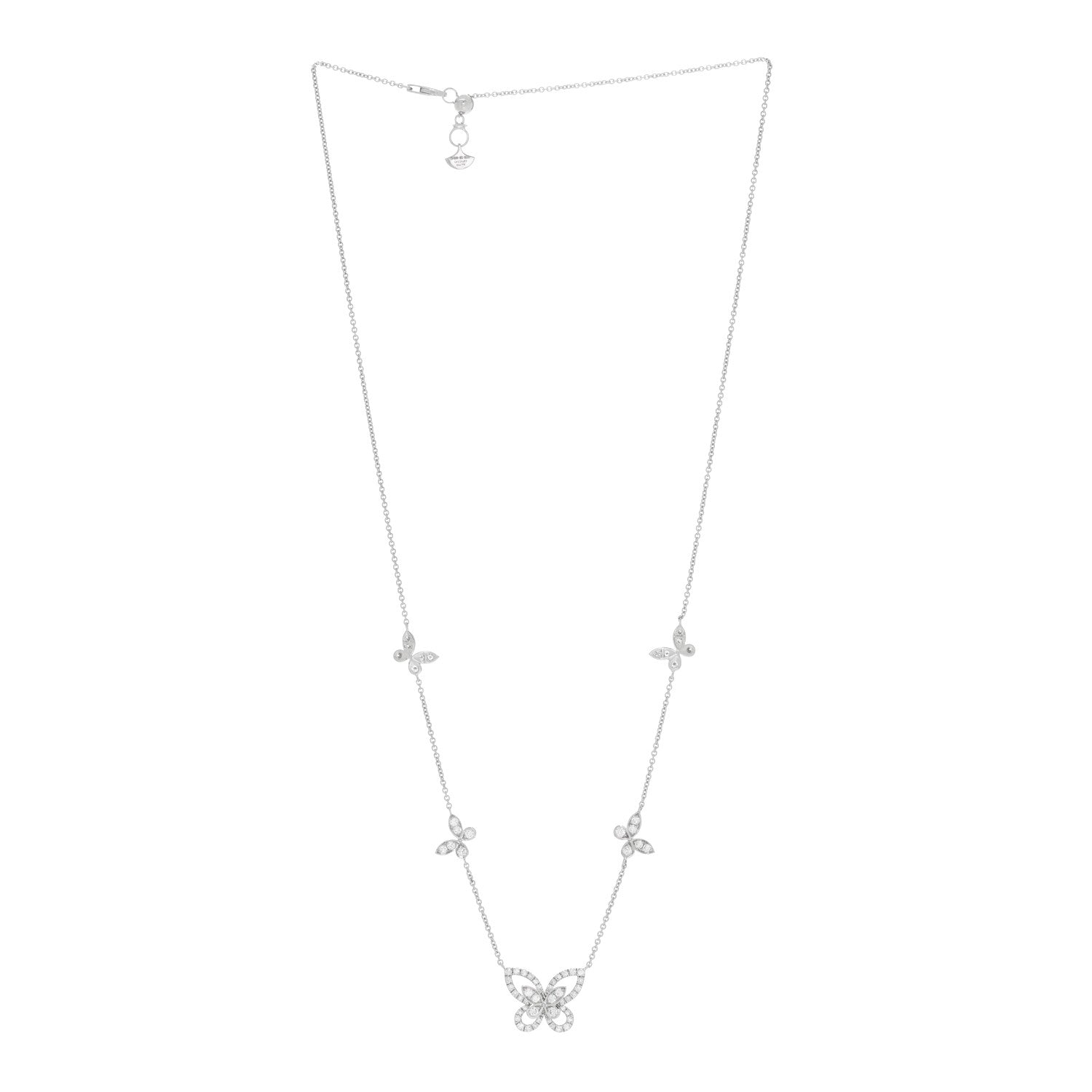 Graff 18K White Gold Diamond Multi Butterfly Silhouette Pendant Necklace 2 of 4