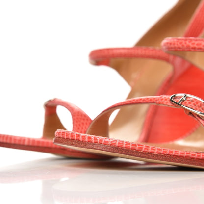 Hermes Lizard Dual Strap Wedge Sandals 40.5 Bougainvillea 9 of 10
