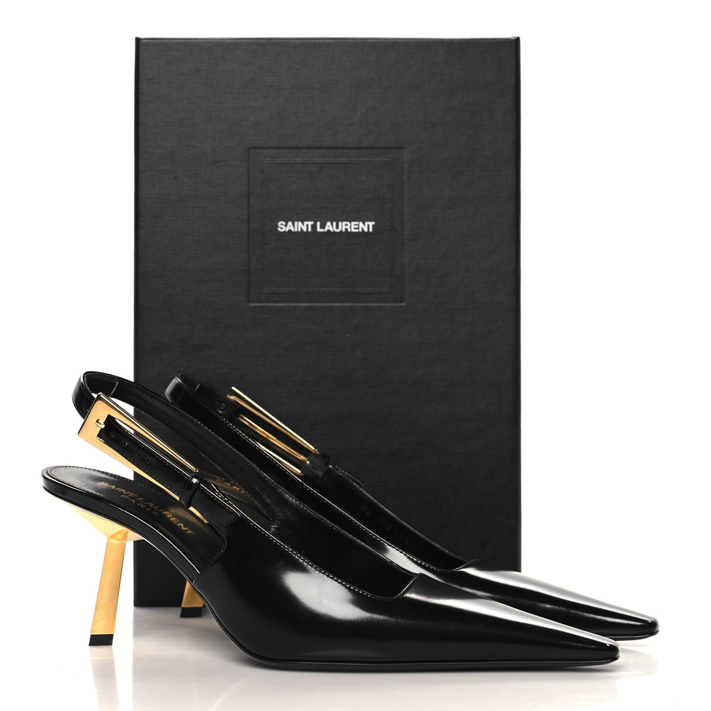 Glazed Calfskin Lee 75 Slingback Pumps 37.5 Black