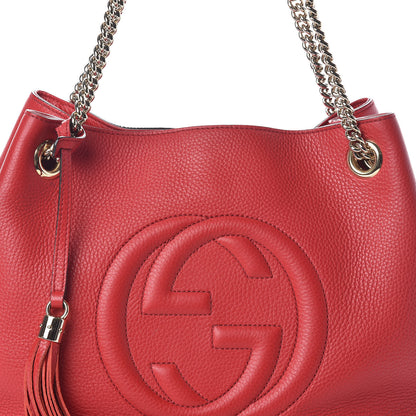 Gucci Pebbled Calfskin Medium Soho Chain Shoulder Bag Tabasco Red 8 of 10