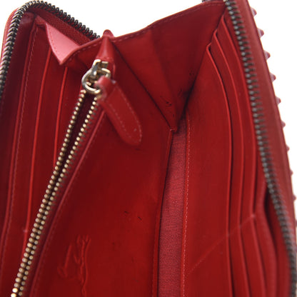 Christian Louboutin Calfskin Panettone Spiked Zip Around Wallet Rouge De Mars 14 of 18