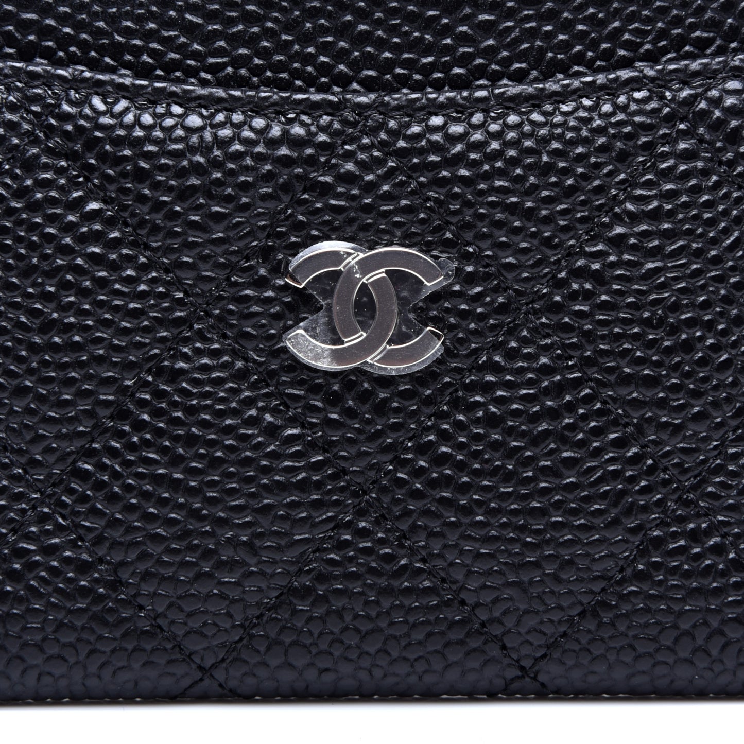 Caviar Quilted Card Holder Black
