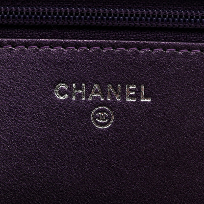 Chanel Iridescent Lambskin Quilted Wallet On Chain WOC Dark Purple 6 of 12
