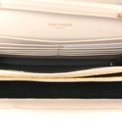 Saint Laurent Lambskin Carre Quilted Cassandre Chain Wallet Blanc Vintage 5 of 9