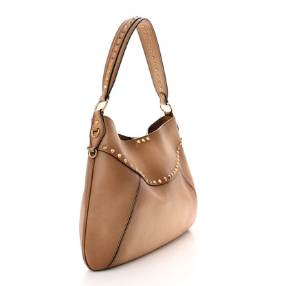 Valentino Garavani Buffed Calfskin Medium Twinkle Studs Hobo Camel 3 of 16