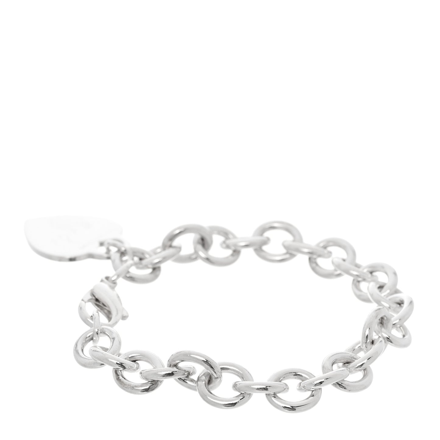 Sterling Silver Heart Tag Charm Bracelet