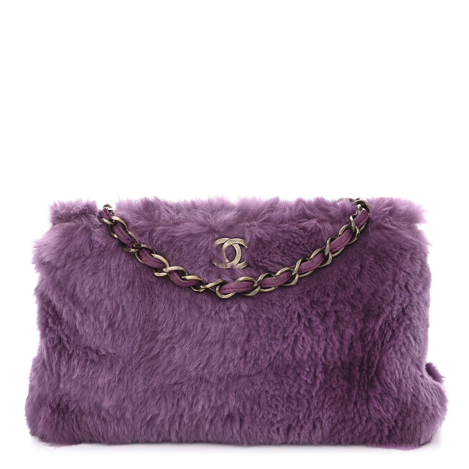 Chanel Rabbit Fur Shoulder Bag Purple 1 of 12