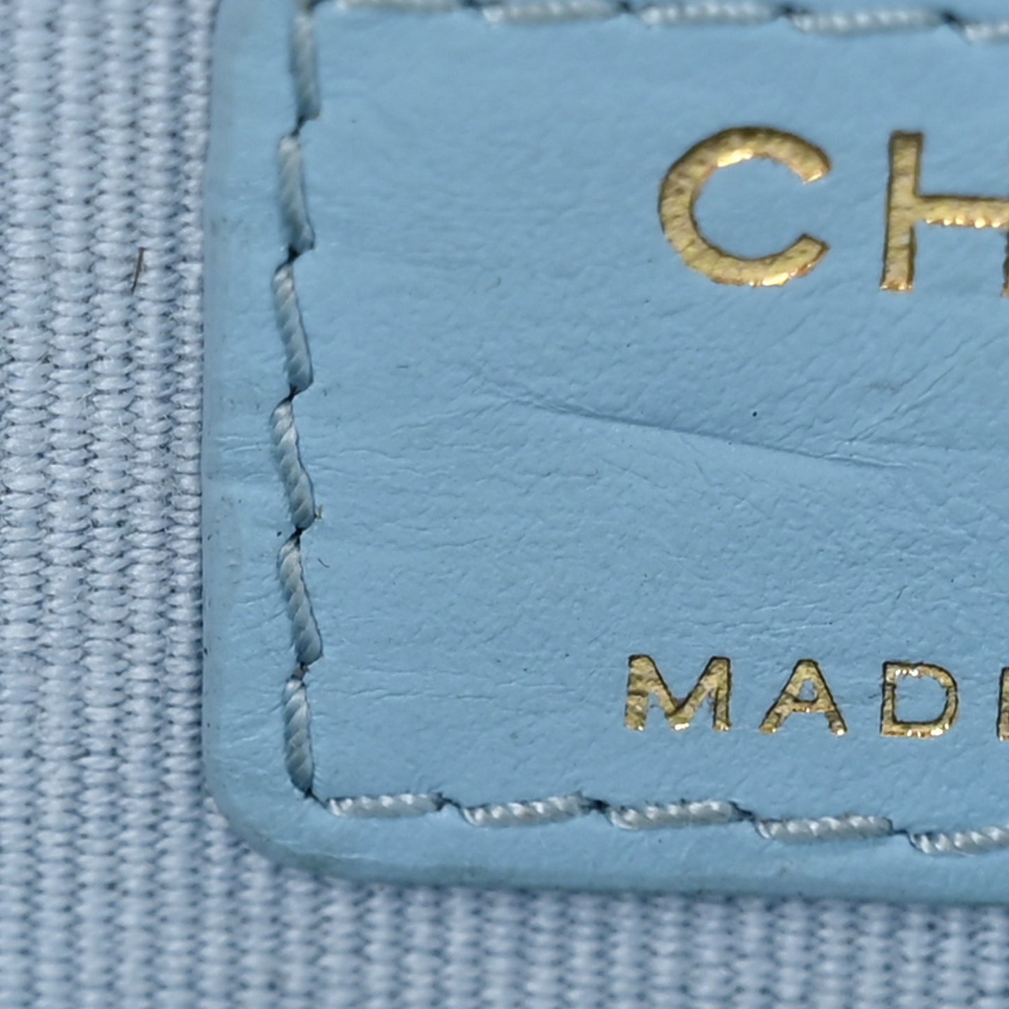 Caviar Quilted Zipped Key Holder Case Light Blue