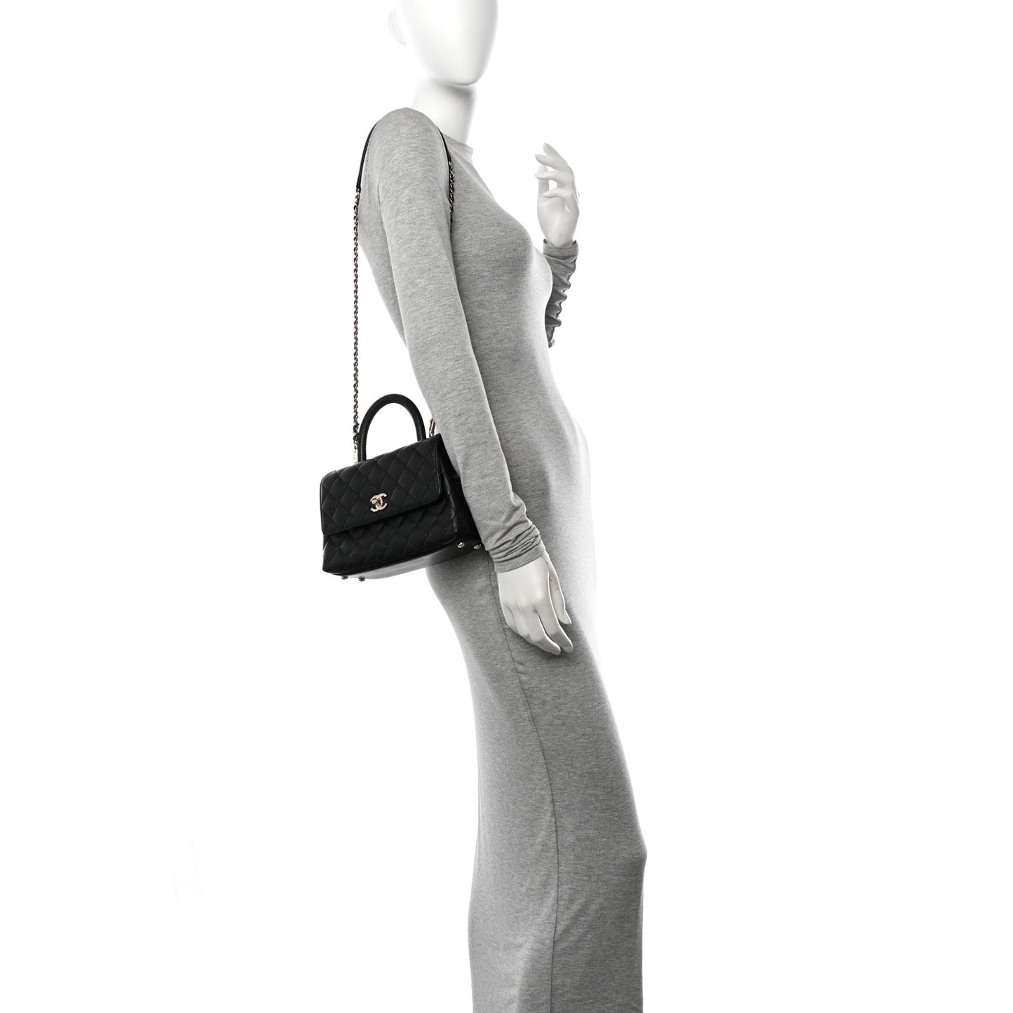 Caviar Quilted Mini Coco Handle Flap Black