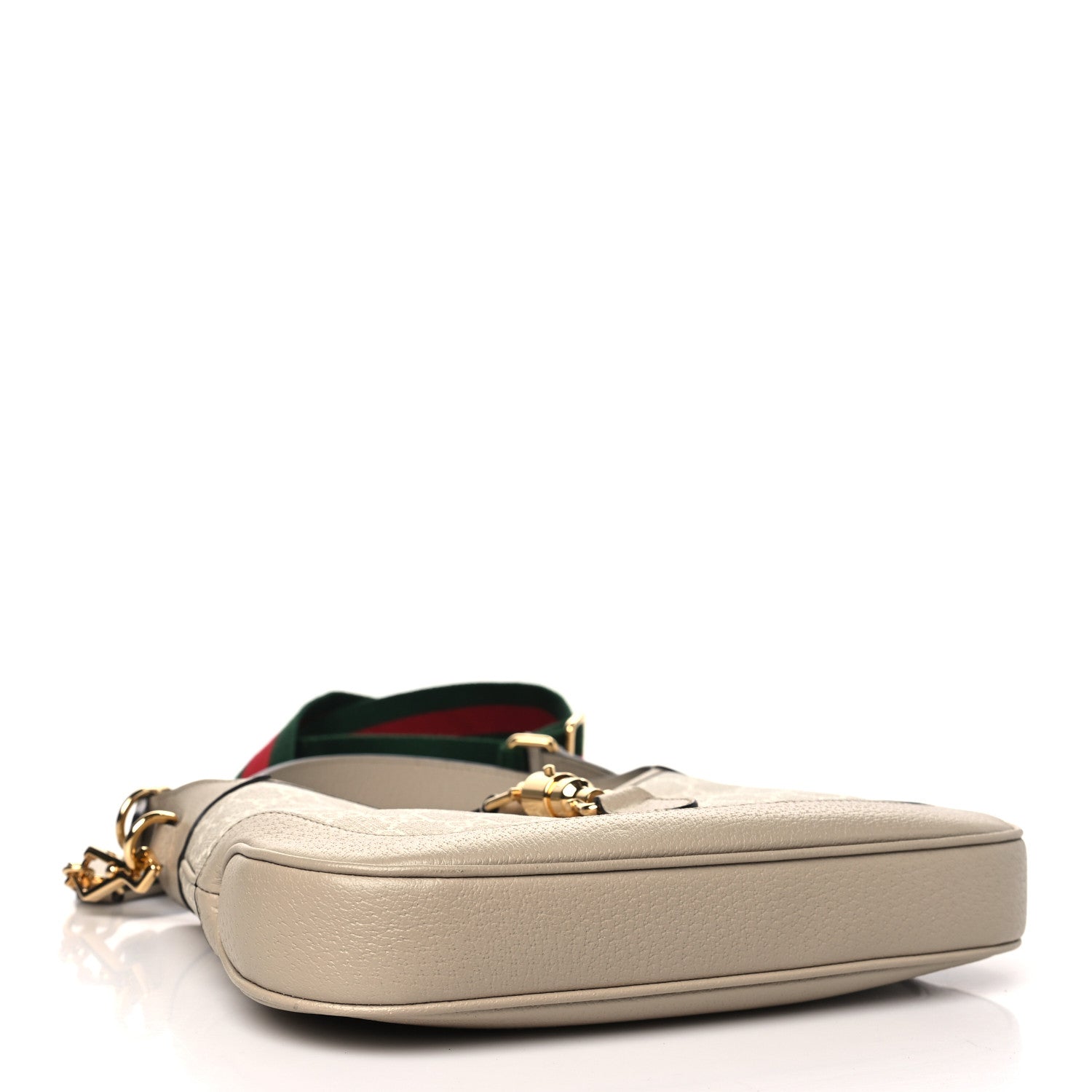 Gucci GG Supreme Monogram Textured Dollar Calfskin Web Small Jackie 1961 Hobo Beige Mystic White Oatmeal 4 of 11