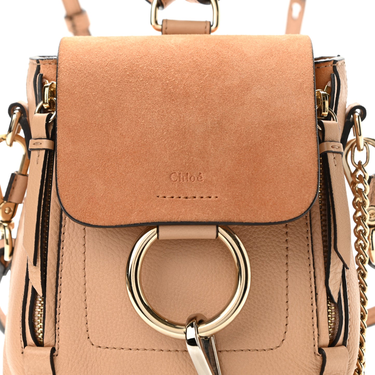 Suede Calfskin Mini Faye Backpack Blush Nude