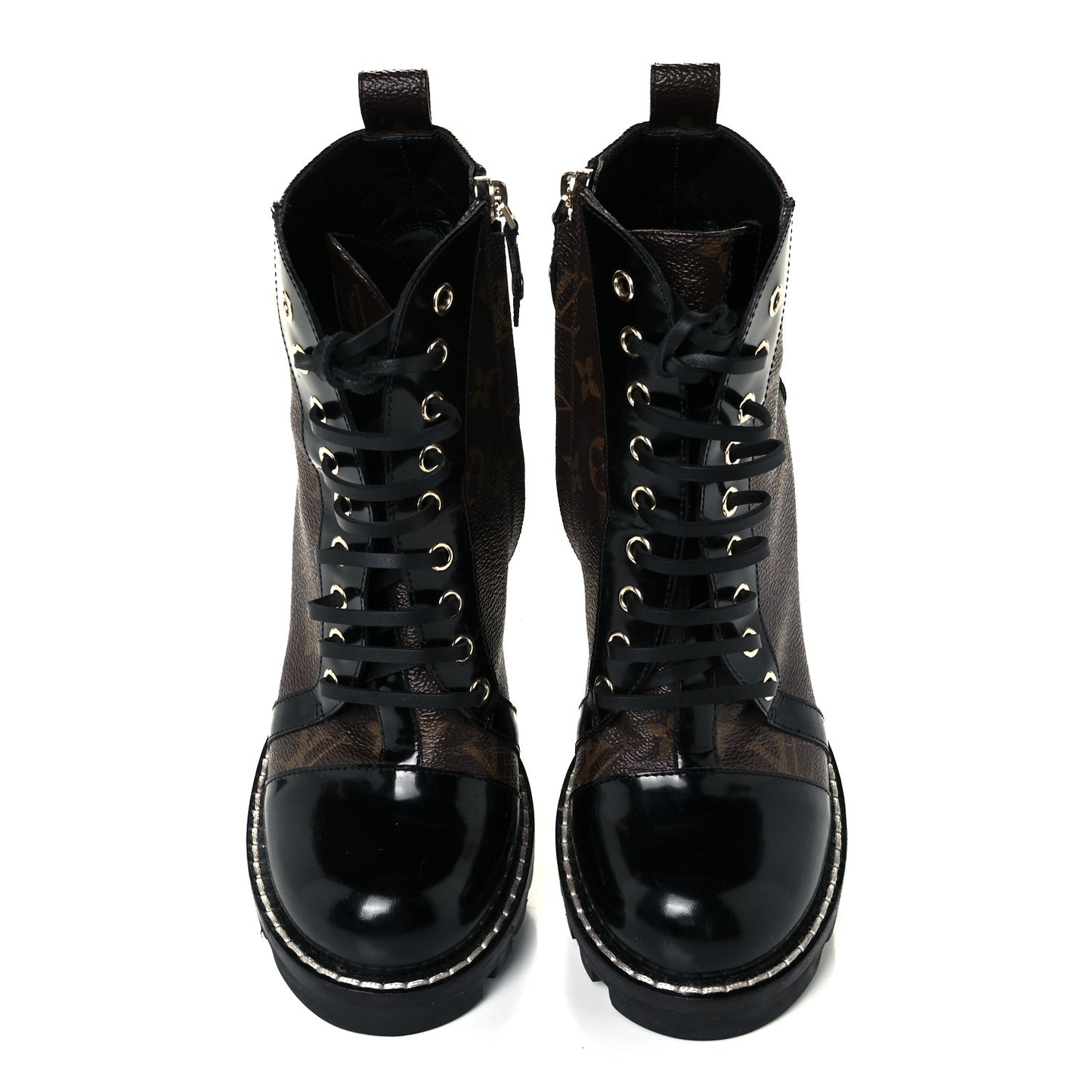 Patent Calfskin Monogram Star Trail Ankle Boots 39 Black
