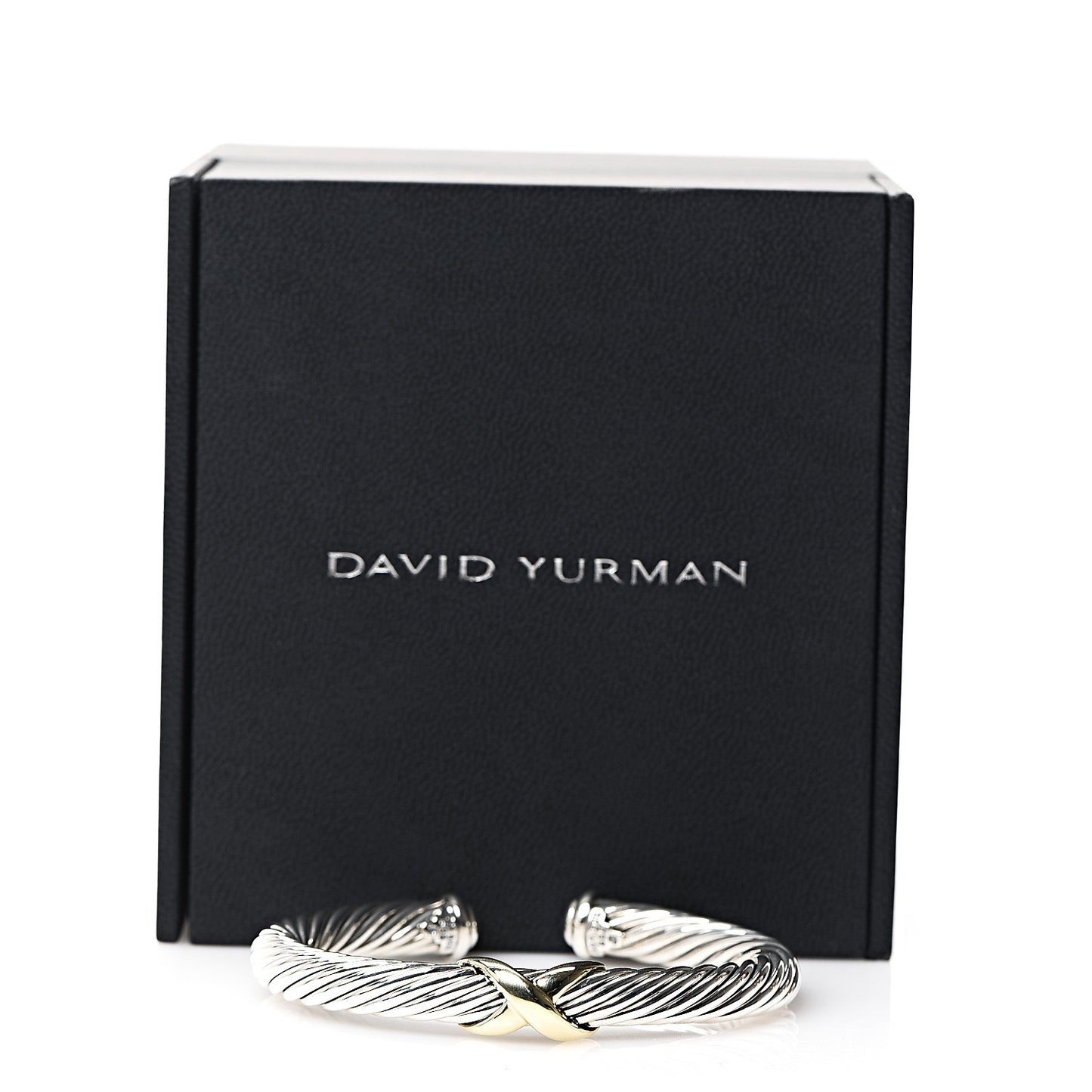 Sterling Silver 14K Yellow Gold 7mm X Station Cable Bracelet