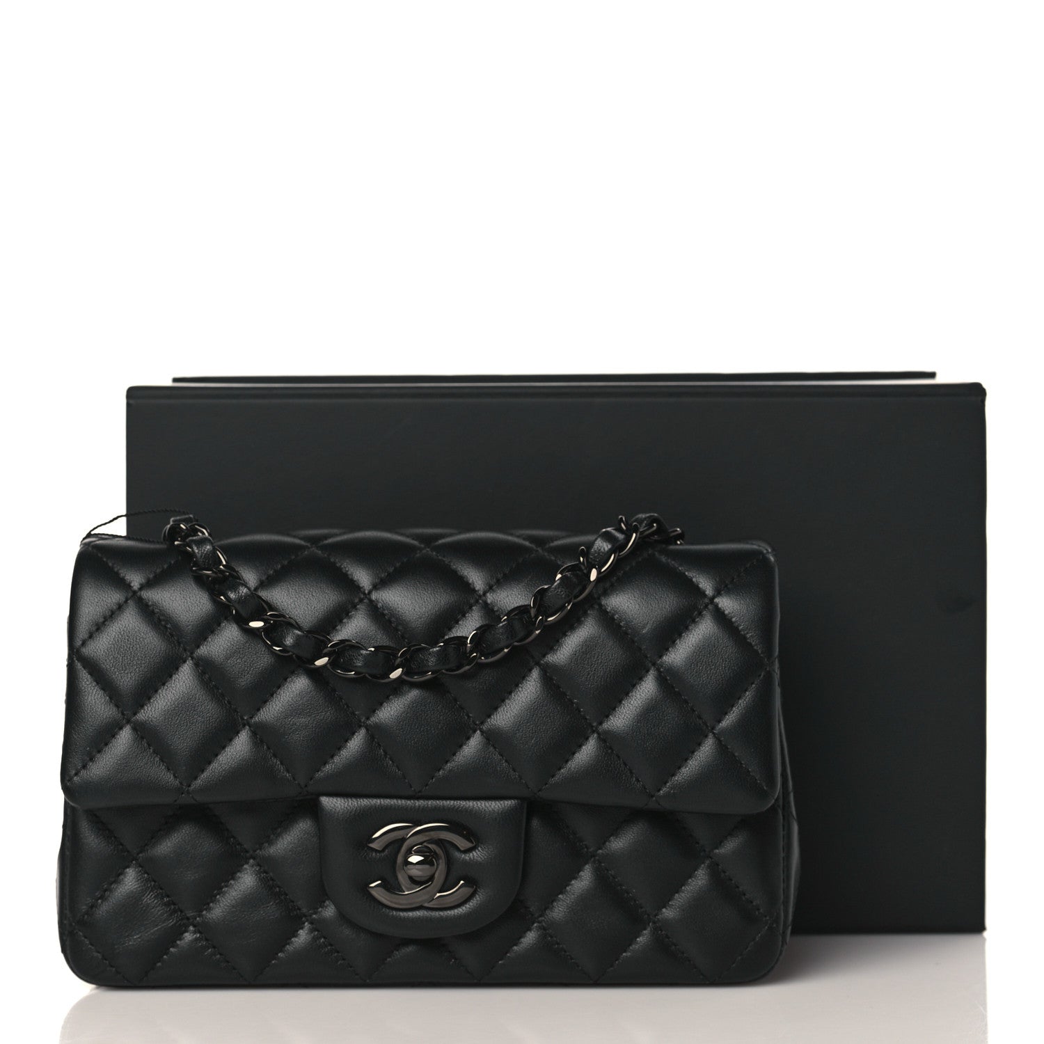 Chanel Lambskin Quilted Mini Rectangular Flap So Black 10 of 10