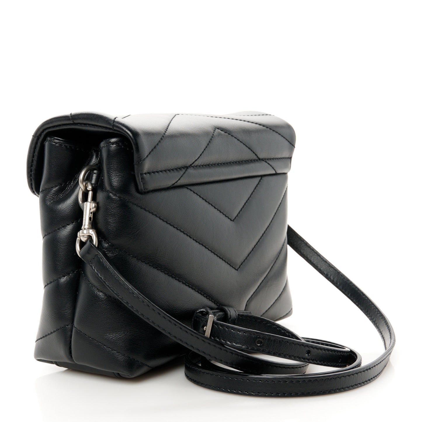 Calfskin Y Quilted Monogram Toy Loulou Crossbody Bag Black