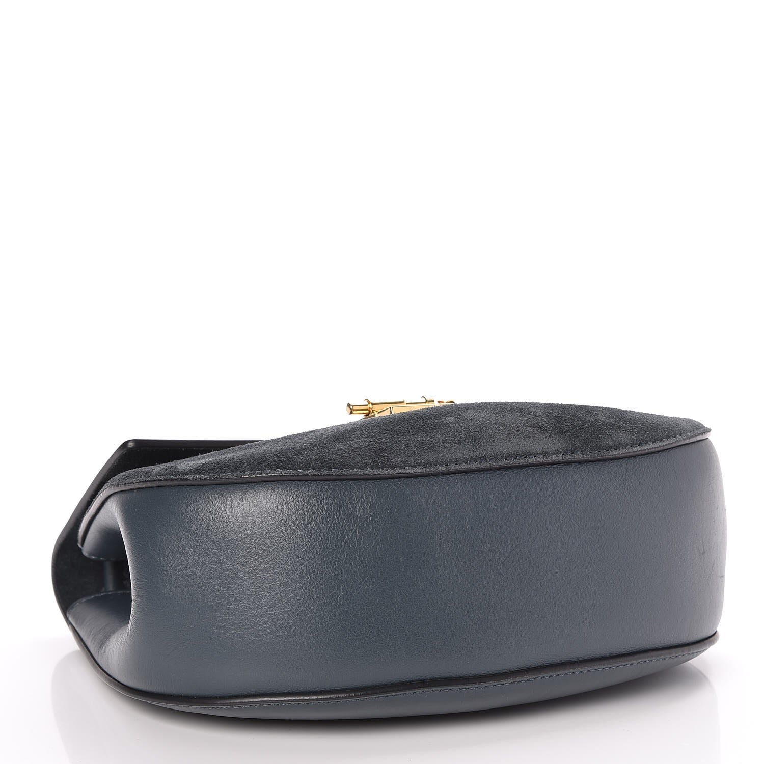 Chloe Suede Smooth Calfskin Drew Shoulder Bag Silver Blue 4 of 7
